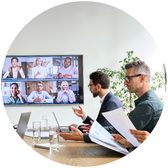 On-site Essex corporate office employees meet together to work collaboratively with employees at remote sites