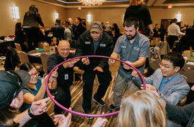 coworkers working together on a team activity