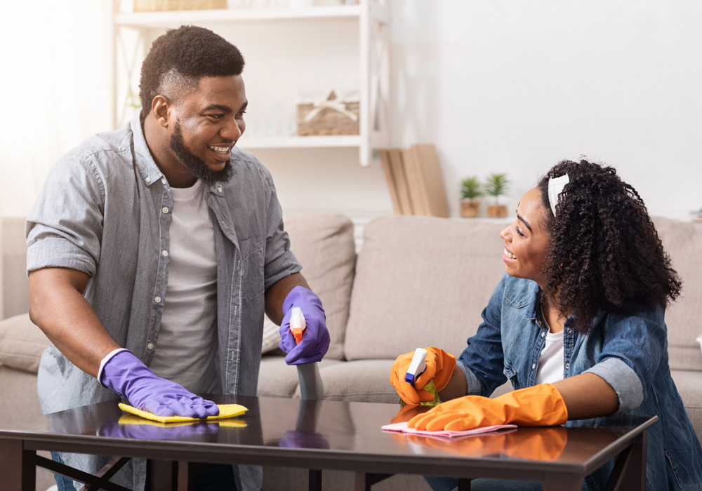 Spring cleaning with your partner makes household tasks more fun.