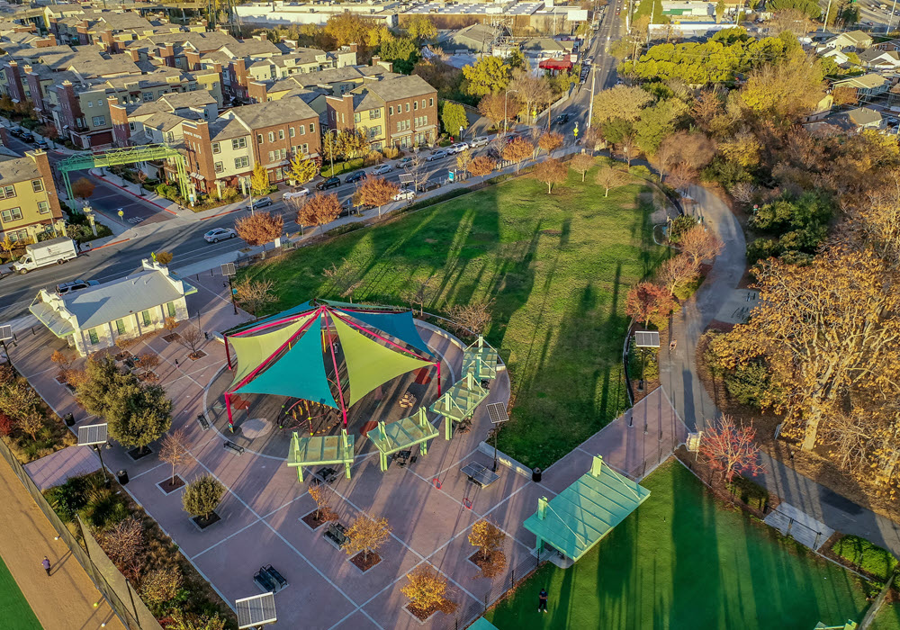 Aerial view of San Jose's green outdoor scene.