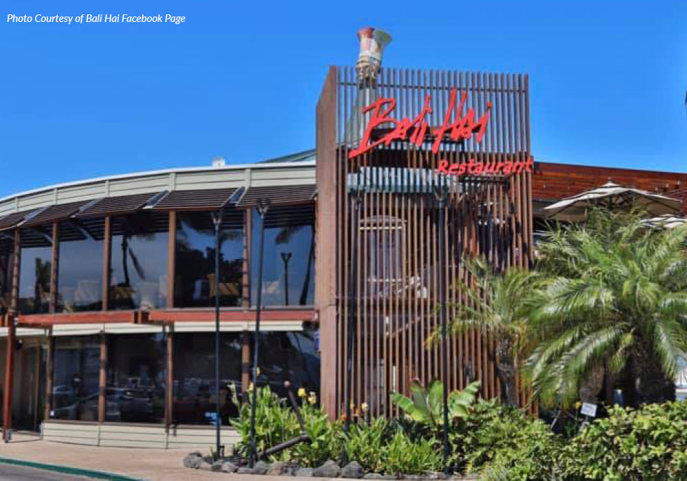 Exterior view of Bali Hai Restaurant.