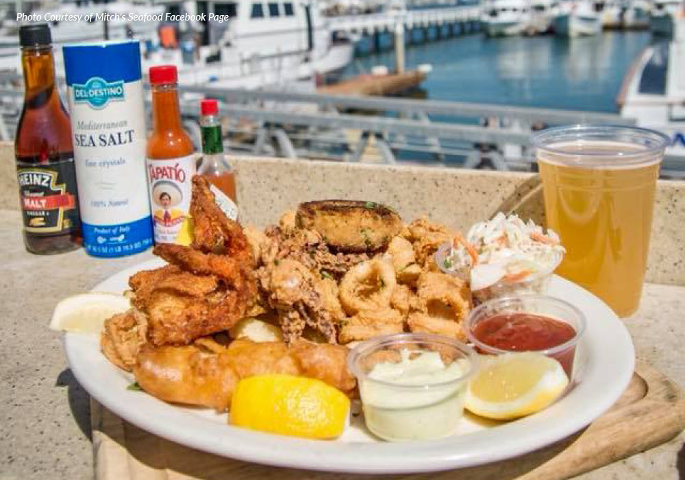 Seafood plate from Mitch's Seafood in San Diego.
