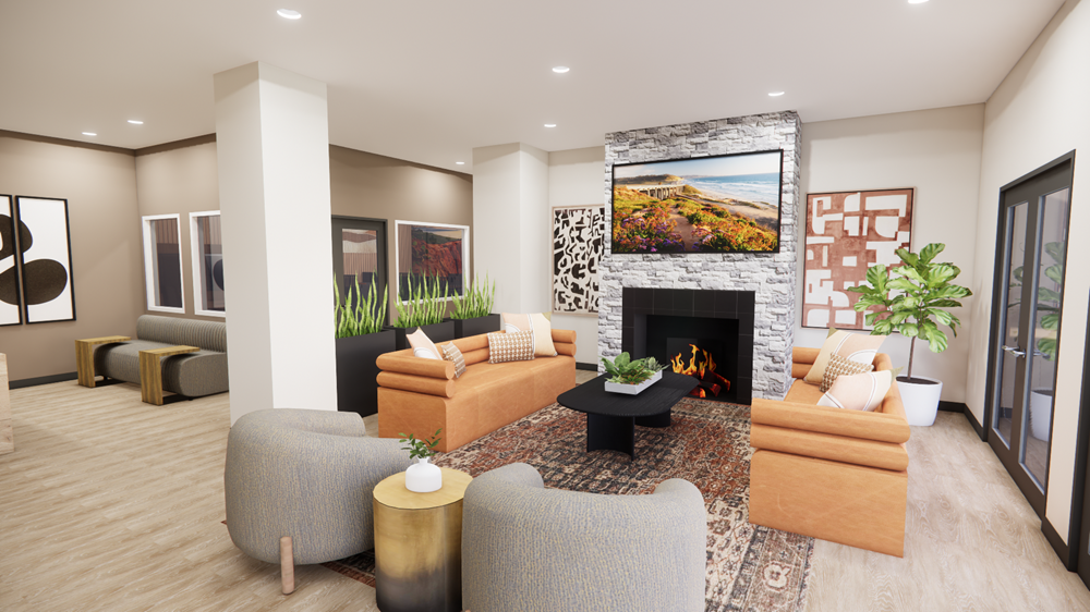 Spacious Clubroom with Fireplace