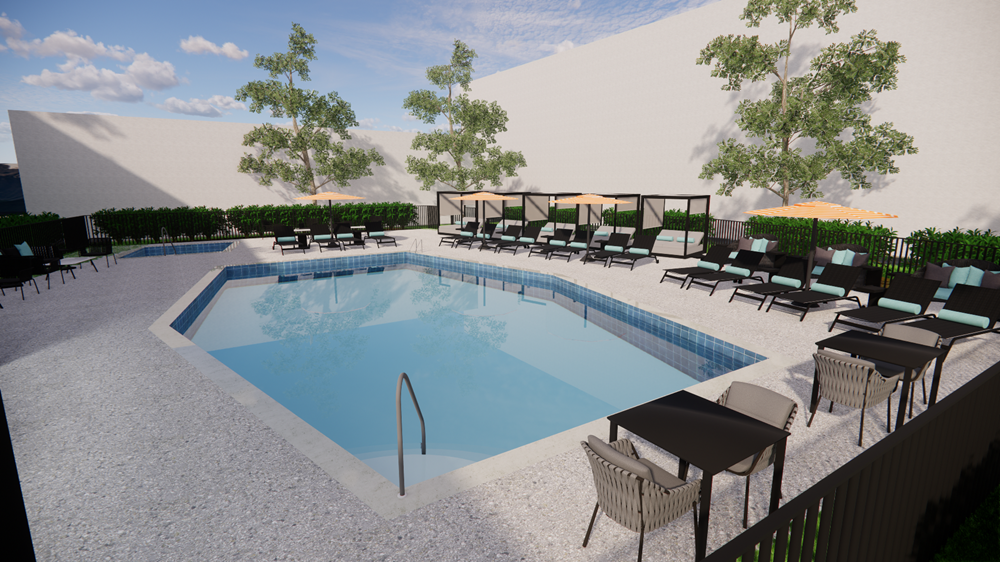 Sparkling Pool with Cabanas